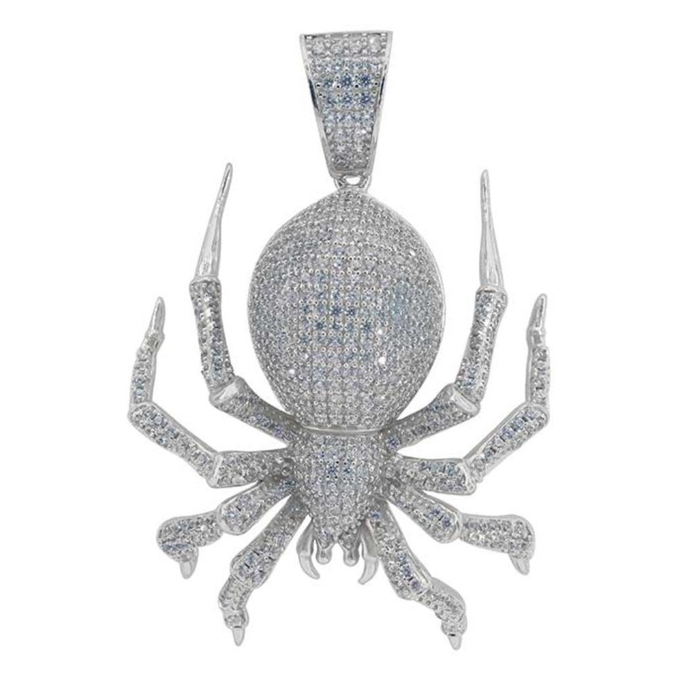 Sterling Silver CZ Spider Pendant